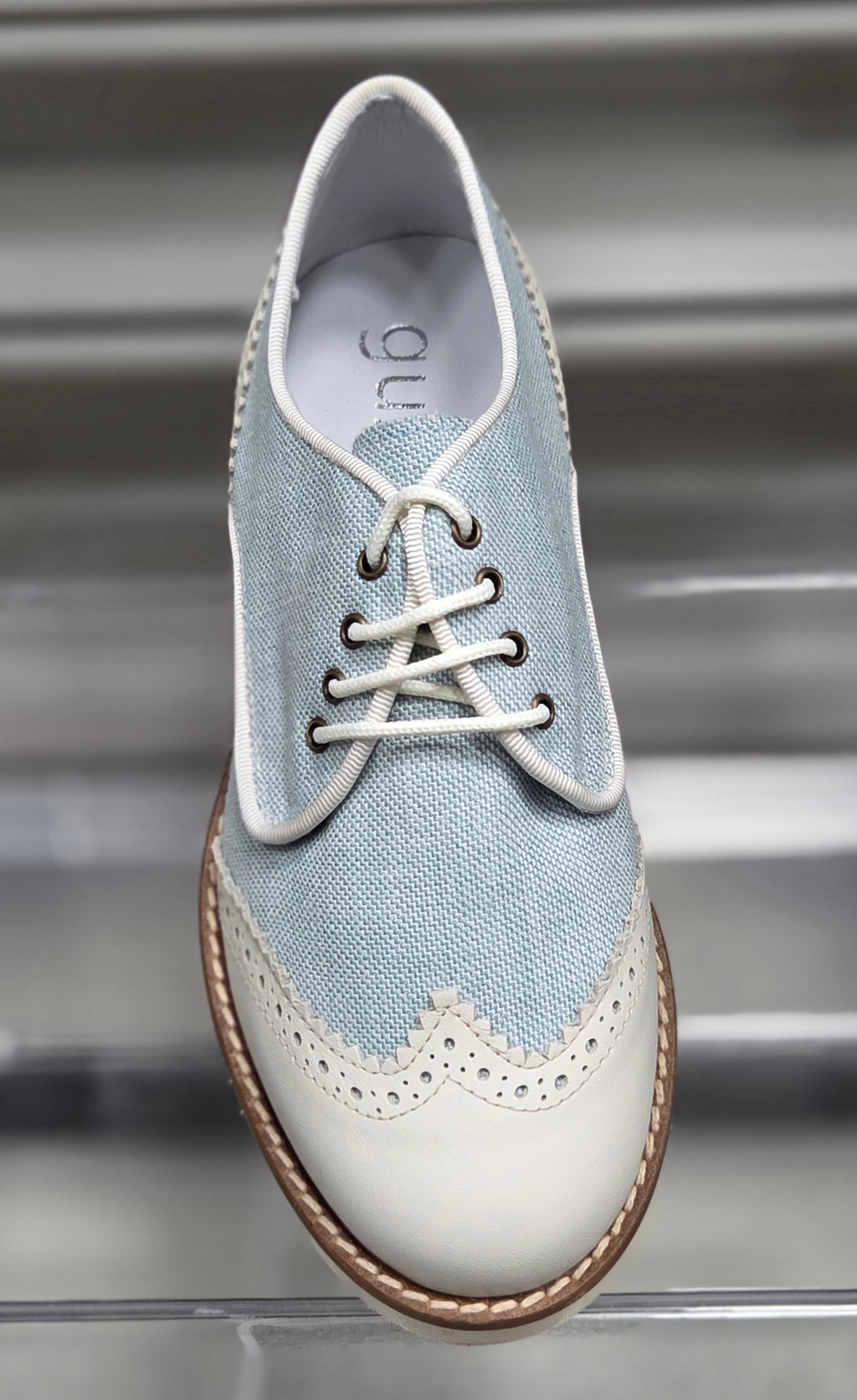 Boys Shoe Gux 2 Tone Brogue Beige & Green