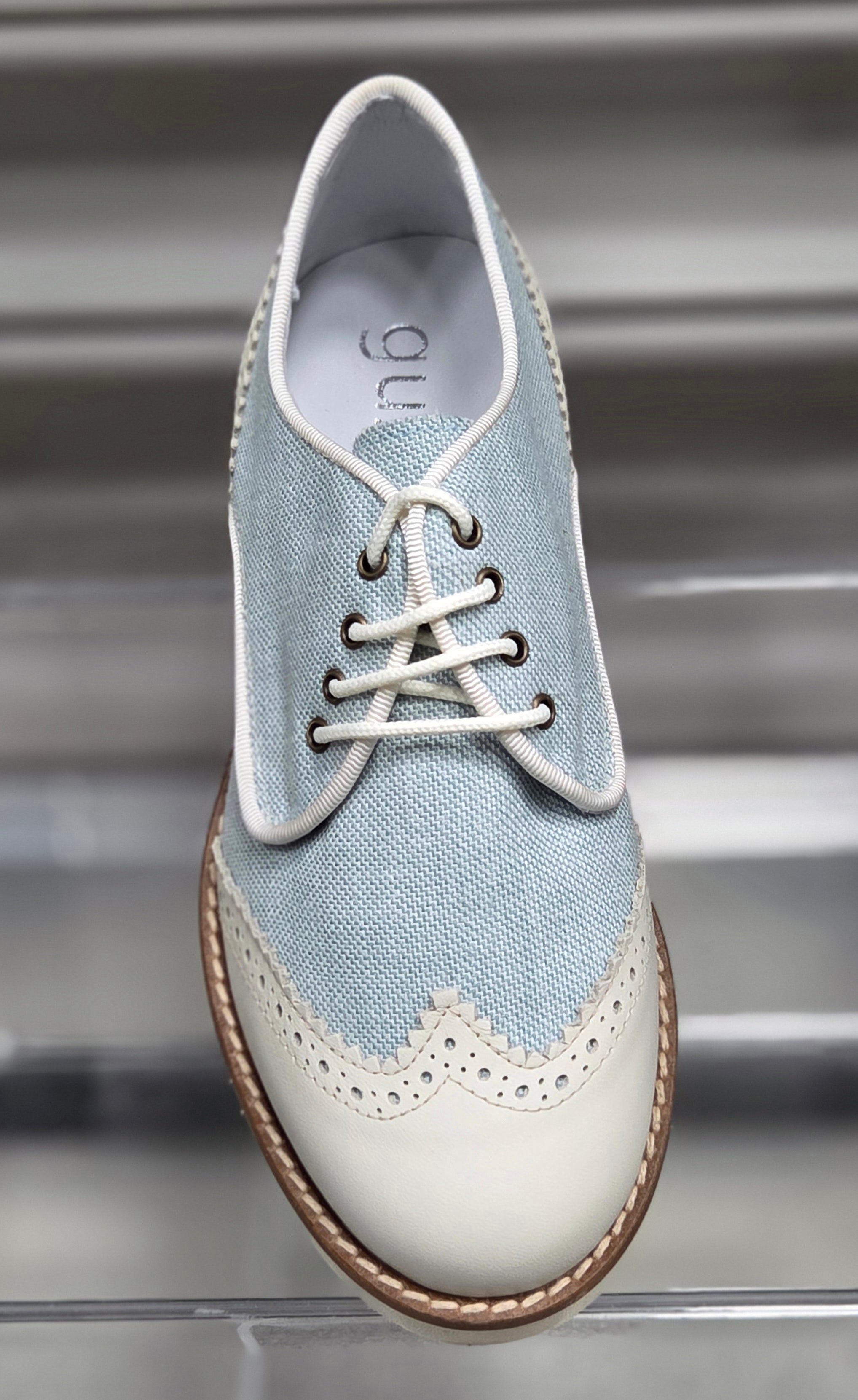 Boys Shoe Gux 2 Tone Brogue Beige & Green