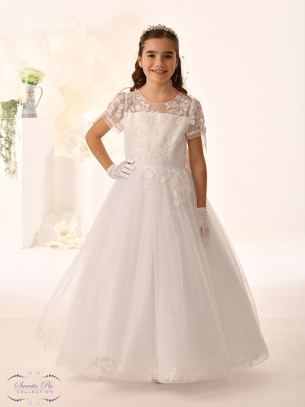 Sweetie Pie Girls White Communion Dress:- 5049