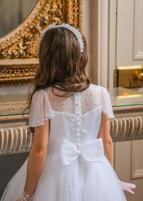 Crystal & Pearl Glimmer White Communion Dress (Tulle Glitter Skirt)