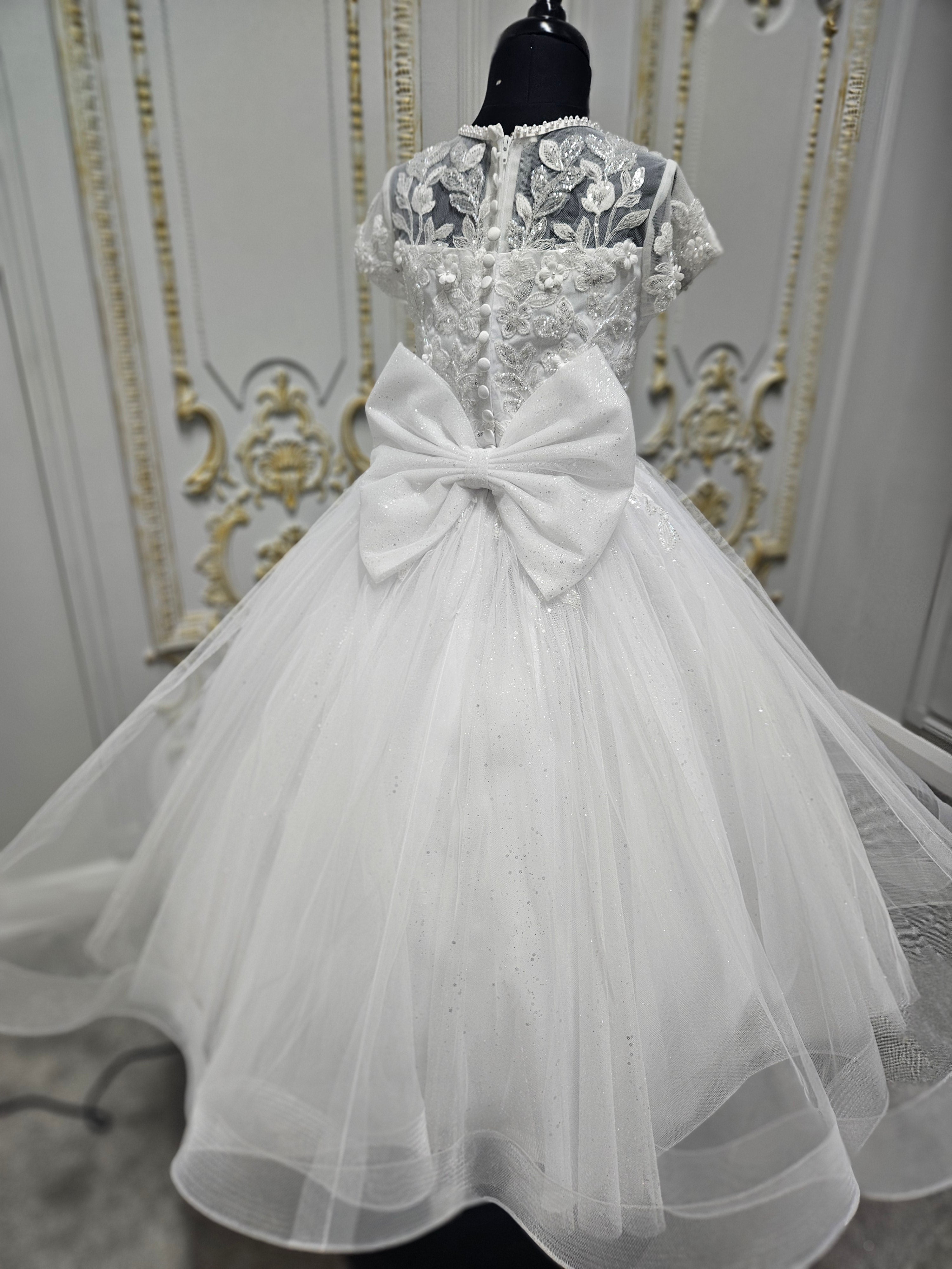 Rosa Bella By Sweetie Pie Girls White Communion Dress:- RB686