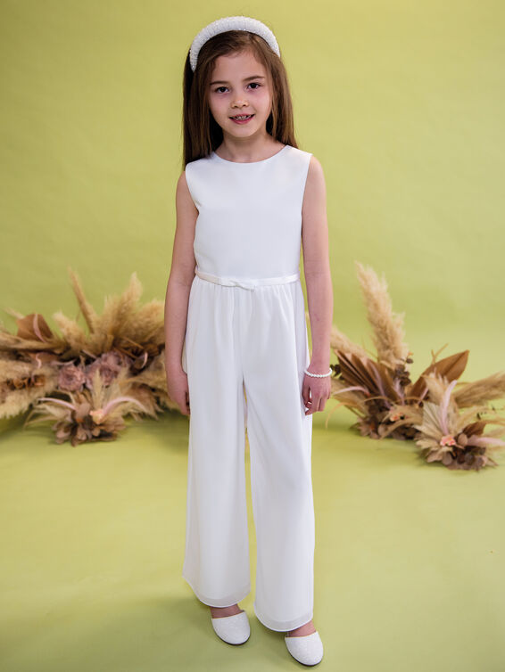 Linzi Jay Girls White Communion Jumpsuit:- Ocean