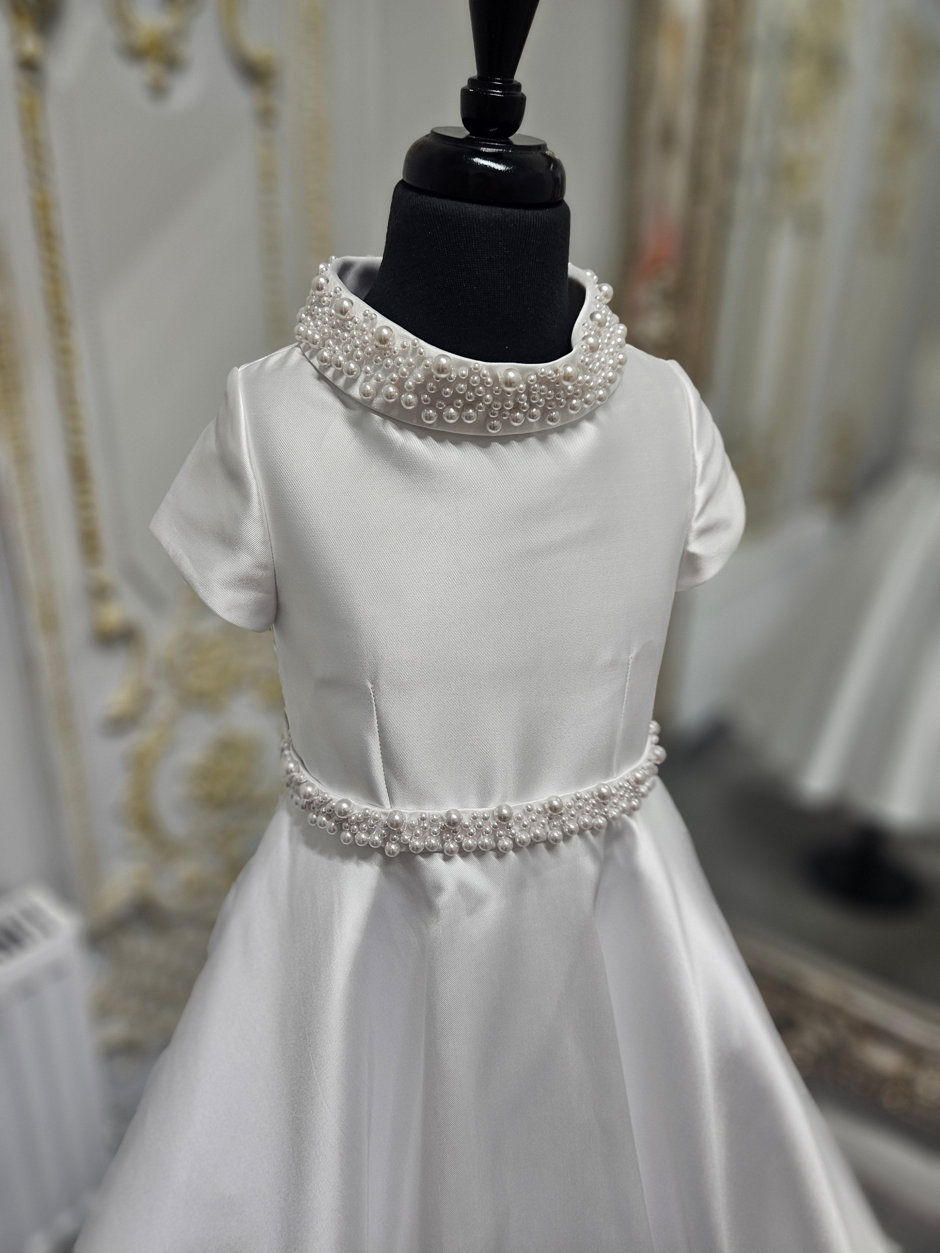 SALE COMMUNION DRESS KOKO Girls White Communion Dress:- KO25834 Age 6 & 7