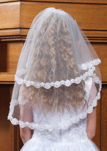 SALE Linzi Jay Lace Trim Communion Veil:- LA158