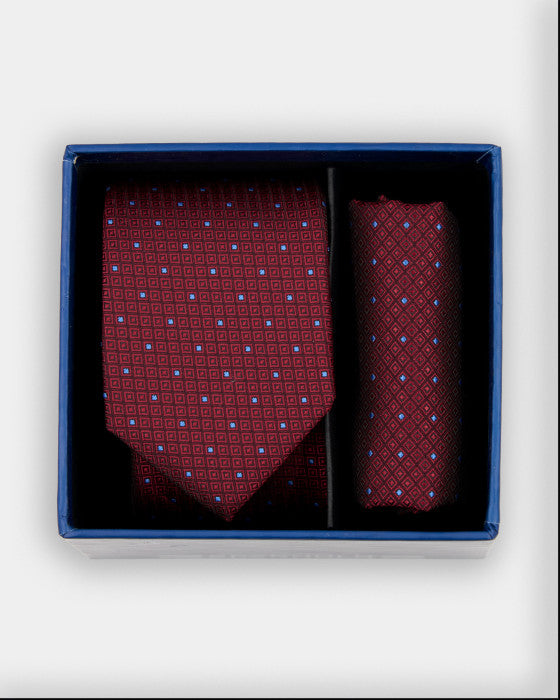 Spagnolo Boys Red Neck Tie and Pocket Square