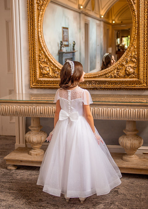 Crystal & Pearl Glimmer White Communion Dress (Tulle Glitter Skirt)