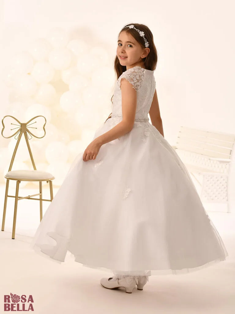 Rosa Bella By Sweetie Pie Girls White Communion Dress:- RB814