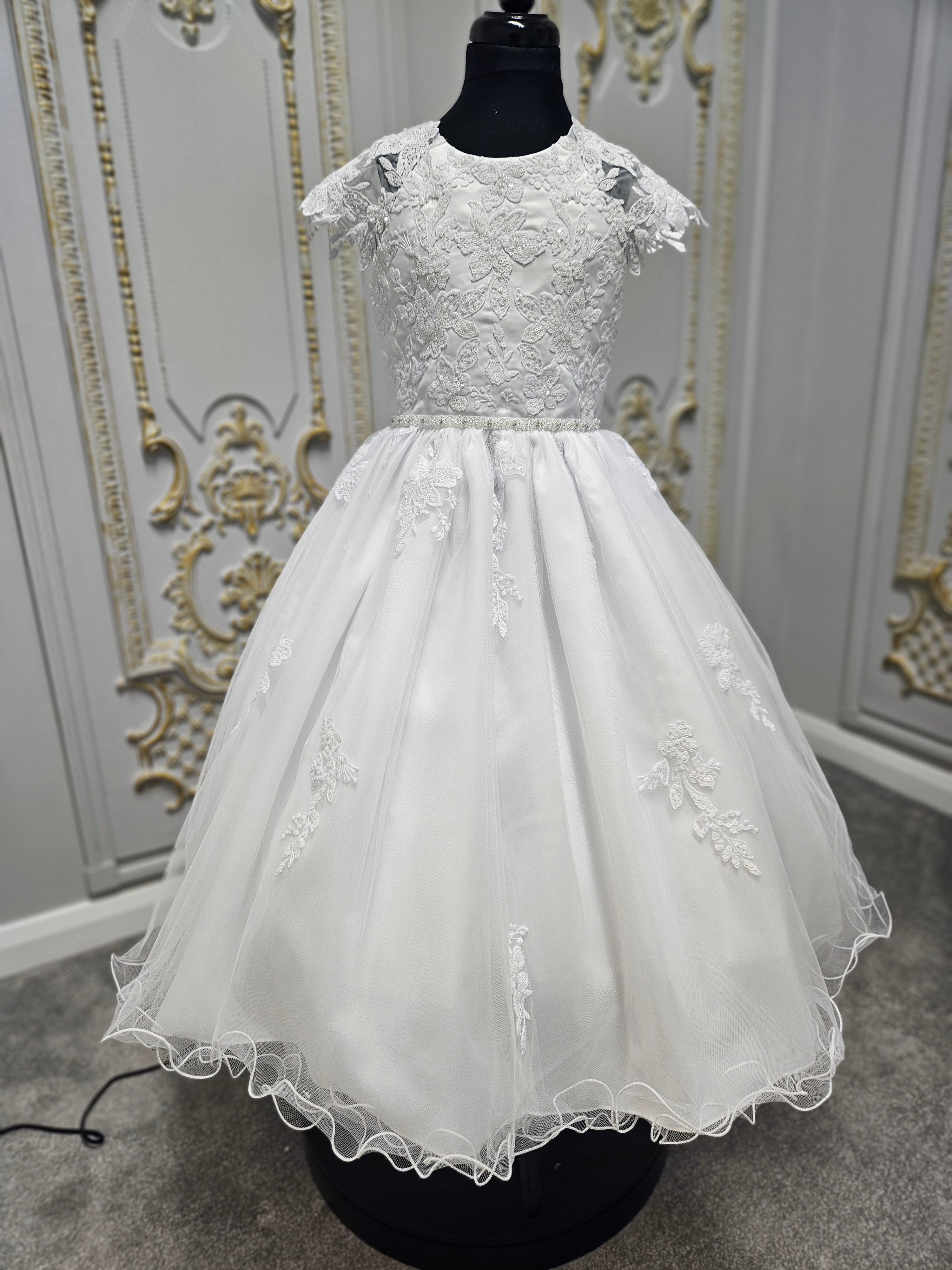 Rosa Bella By Sweetie Pie Girls White Communion Dress:- RB685