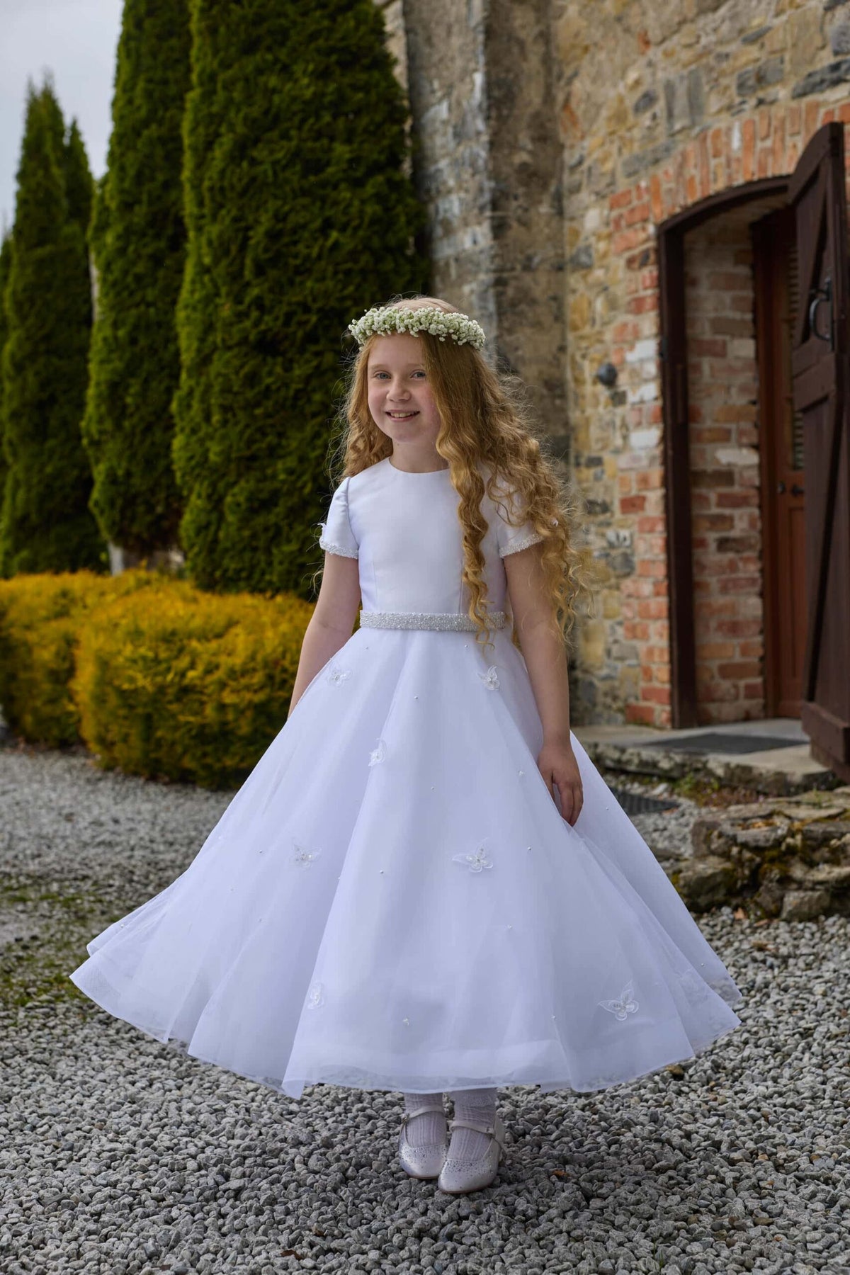 Isabella Girls White Communion Dress:- IS27420
