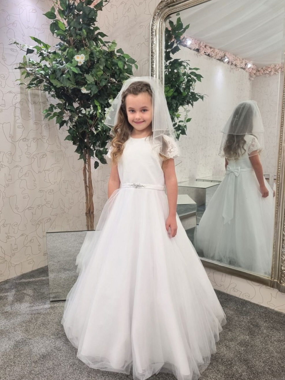 SALE COMMUNION DRESS Little People Girls White Communion Dress:- Florence Age 6, 7 & 8