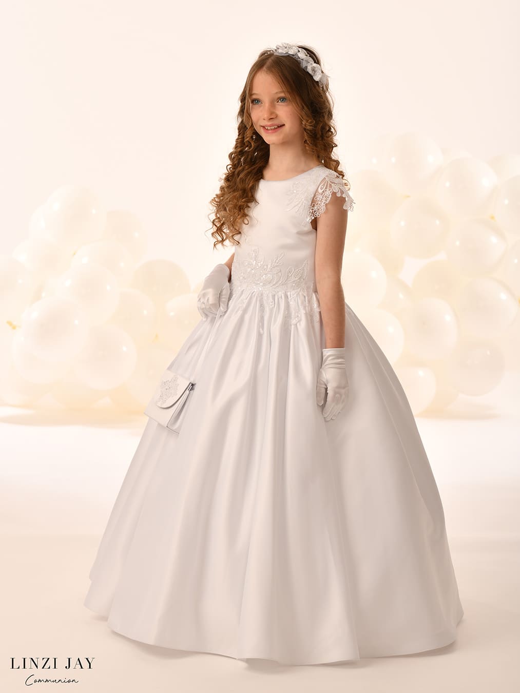 Linzi Jay Girls White Communion Dress:- Trudy