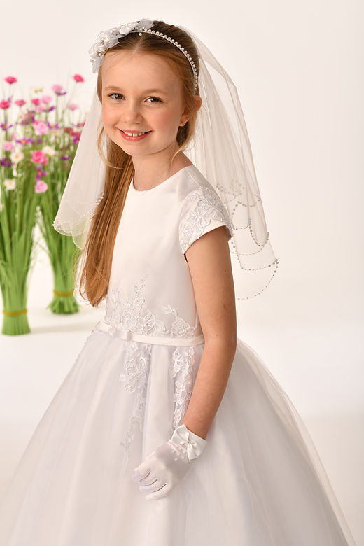 SALE COMMUNION DRESS Savannah Raye By Sweetie Pie Girls White Communion Dress:-Harper