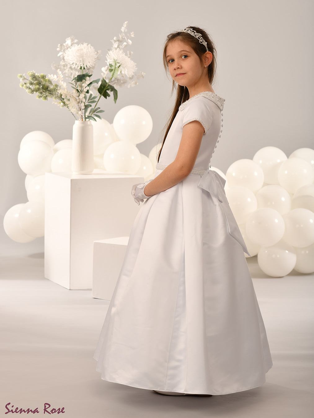 Sienna Rose By Sweetie Pie Girls White Communion Dress:- SR751