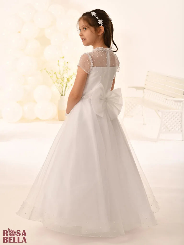 Rosa Bella By Sweetie Pie Girls White Communion Dress:- RB811