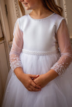 Load image into Gallery viewer, Crystal &amp; Pearl Broadway White Communion Dress (Straight Beaded Skirt)
