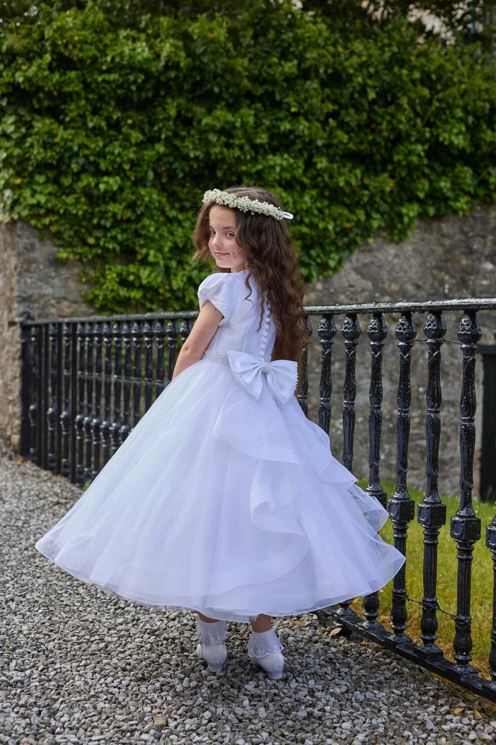 Isabella Girls White Communion Dress:- IS27462