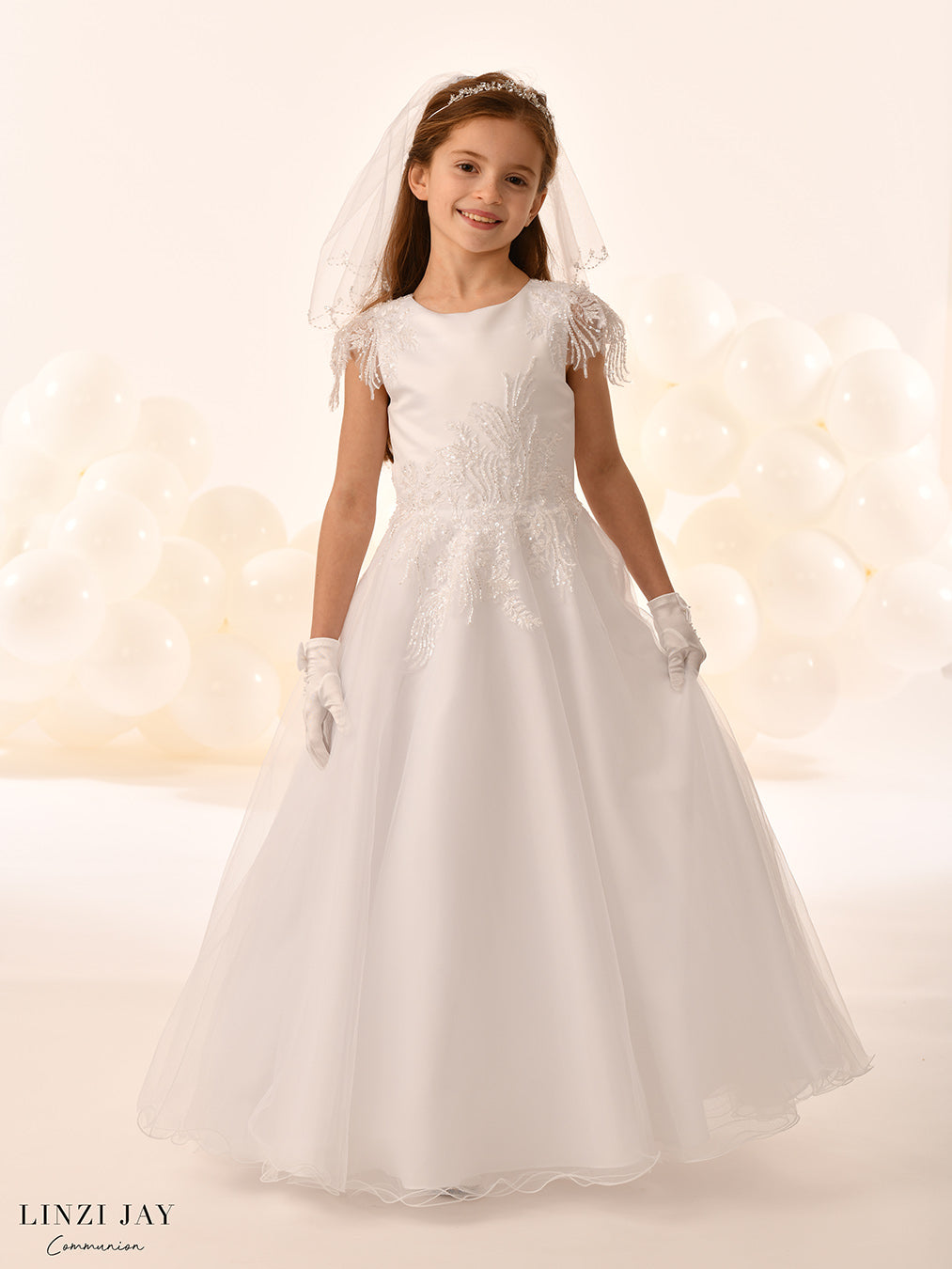 Linzi Jay Girls White Communion Dress:- Taylor
