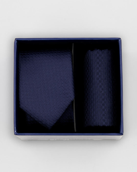 Spagnolo Boys Navy Neck Tie and Pocket Square