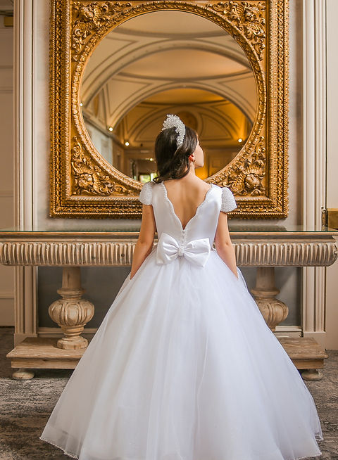 Crystal & Pearl Emilie White Communion Dress (Tulle Skirt)