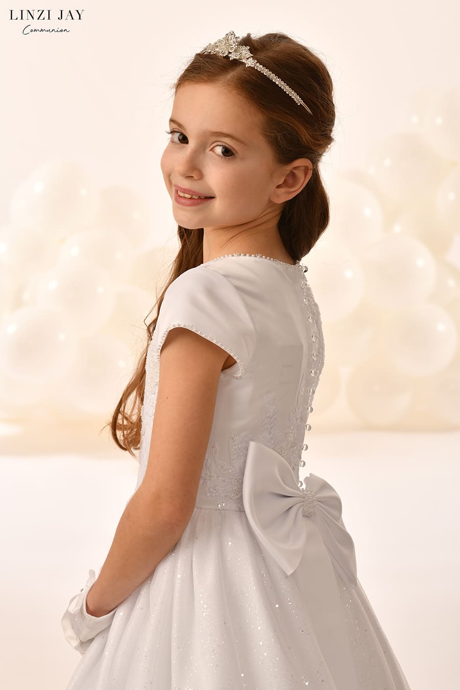Linzi Jay Girls White Communion Dress:- Odessa