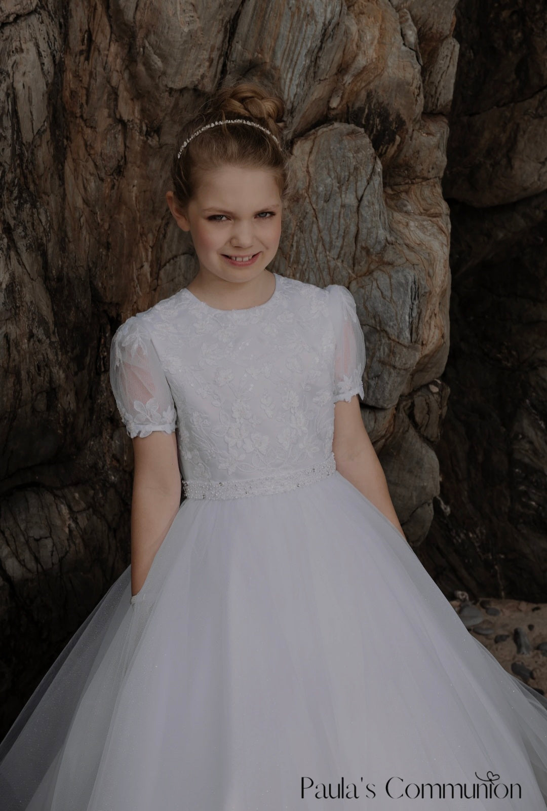 Paula's Communion Girls White Communion Dress:- PJ104