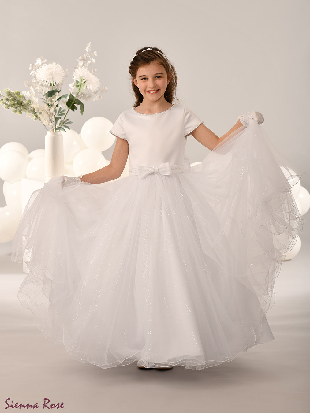 Sienna Rose By Sweetie Pie Girls White Communion Dress:- SR751