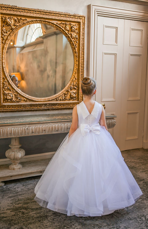 Crystal & Pearl Cristelle White Communion Dress (Tulle Ruffle Skirt)