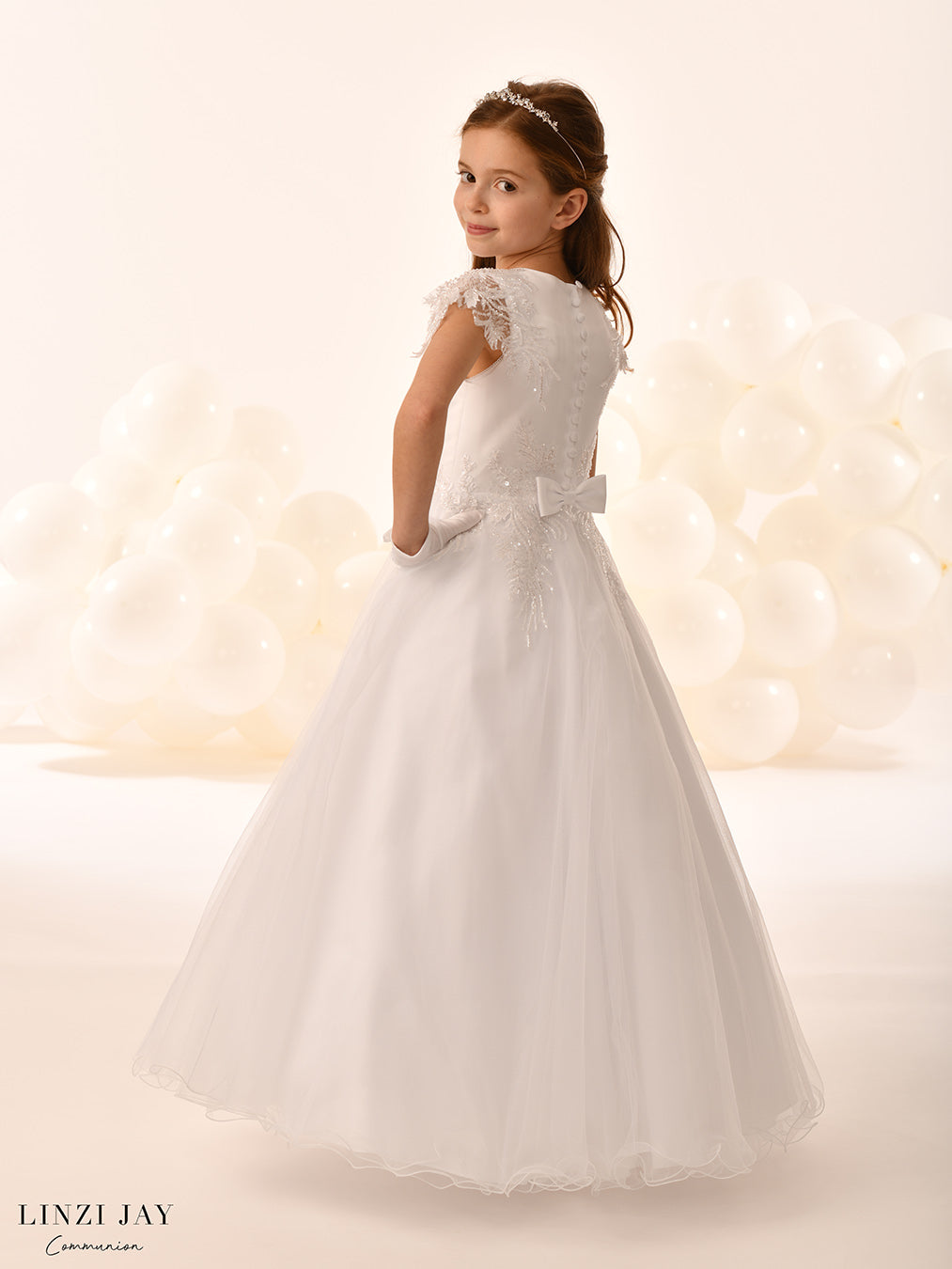 Linzi Jay Girls White Communion Dress:- Taylor