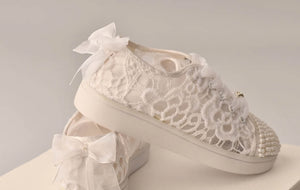 SALE SHOES Sweeties By Sweetie Pie Girls White Sneaker Shoes:- Jenny Flats