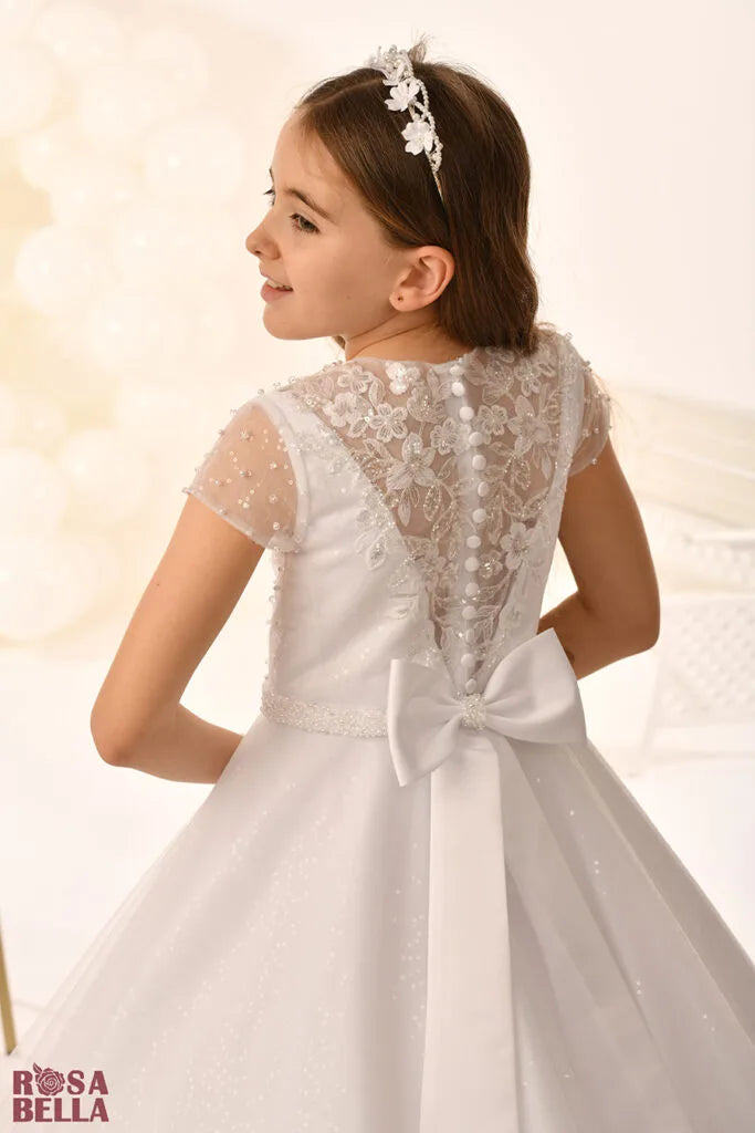 Rosa Bella By Sweetie Pie Girls White Communion Dress:- RB809