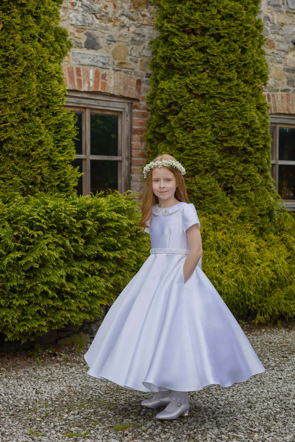 Isabella Girls White Communion Dress:- IS27484