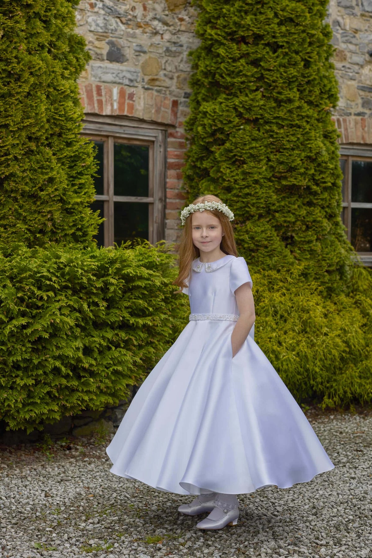 Isabella Girls White Communion Dress:- IS27484