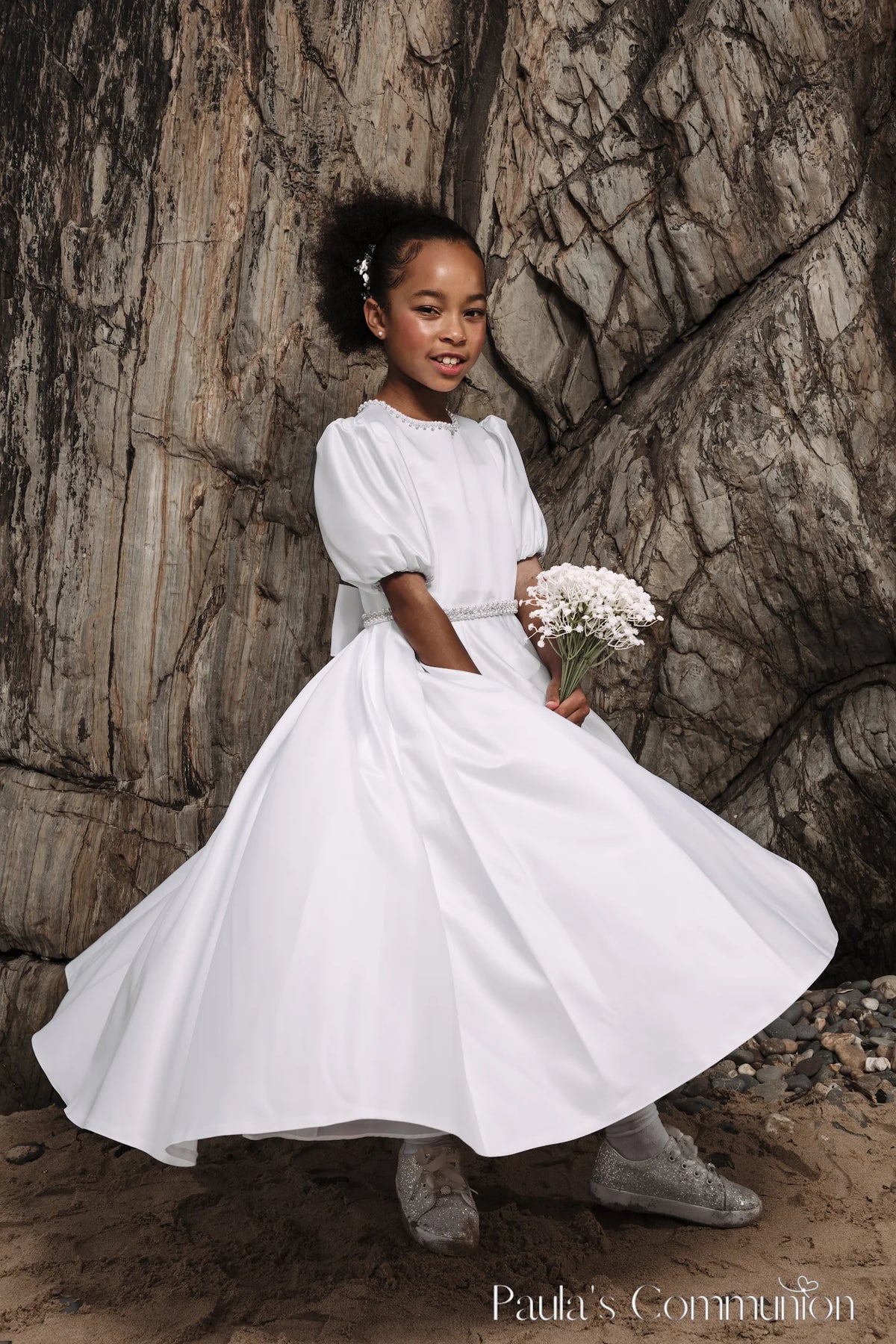 Paula's Communion Girls White Communion Dress:- PJ107