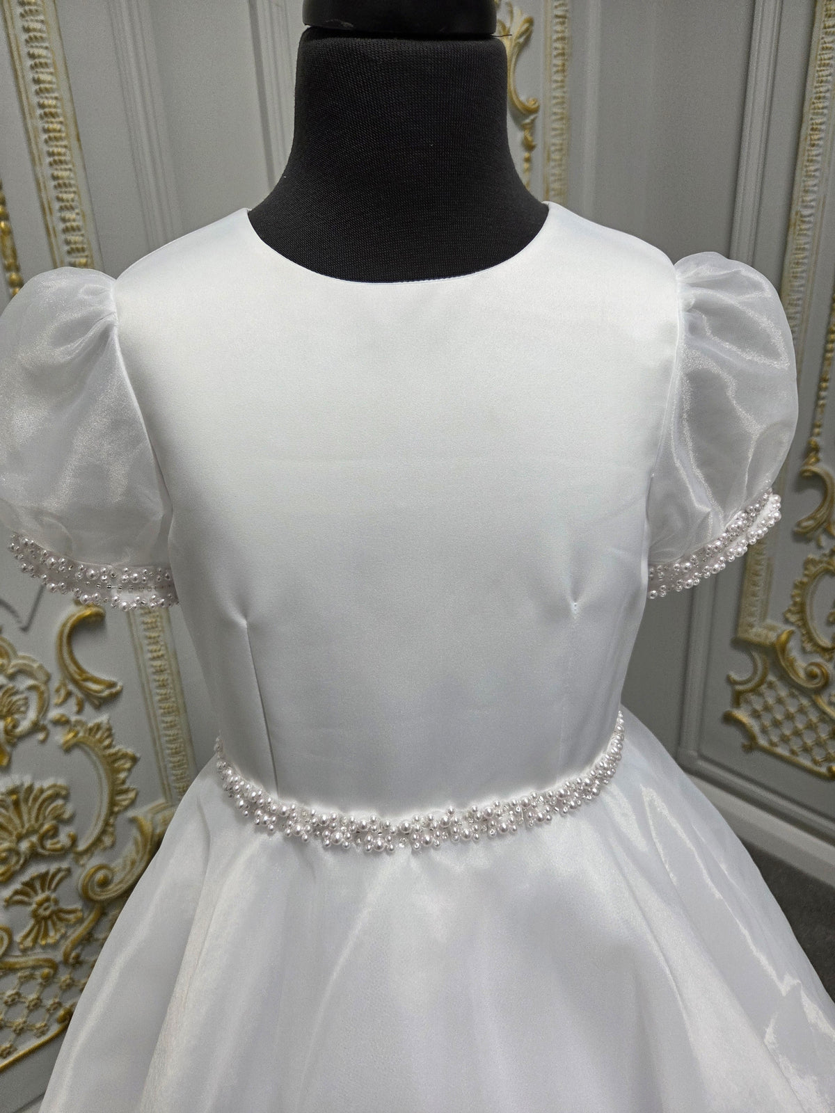 Isabella Girls White Communion Dress:- IS27454