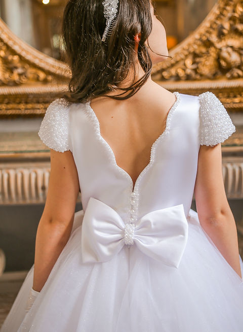 Crystal & Pearl Emilie White Communion Dress (Tulle Skirt)