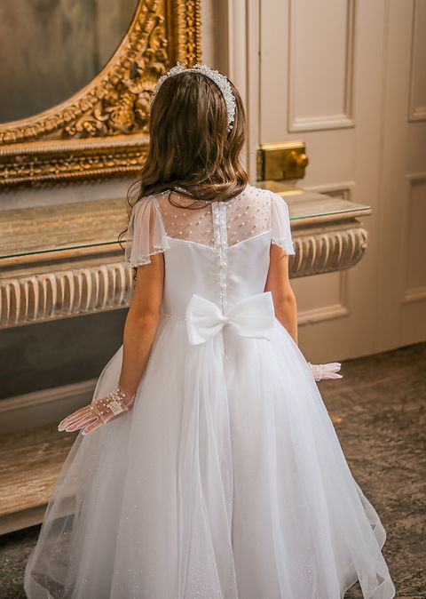 Crystal & Pearl Glimmer White Communion Dress (Tulle Glitter Skirt)