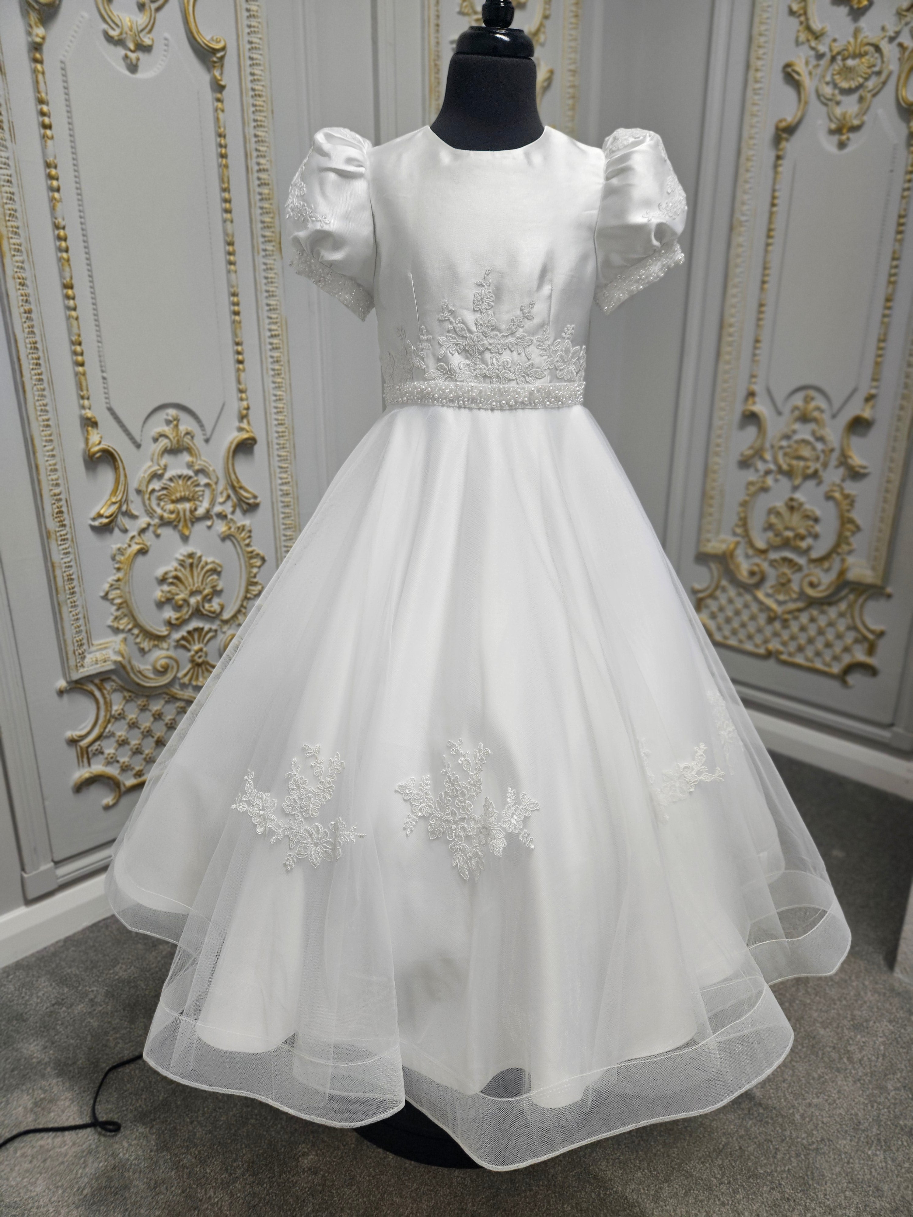 Isabella Girls White Communion Dress:- IS26304