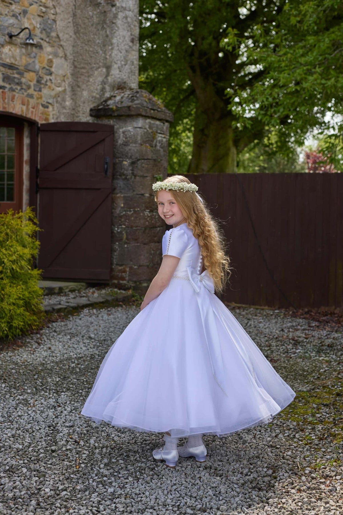 Isabella Girls White Communion Dress:- IS27458