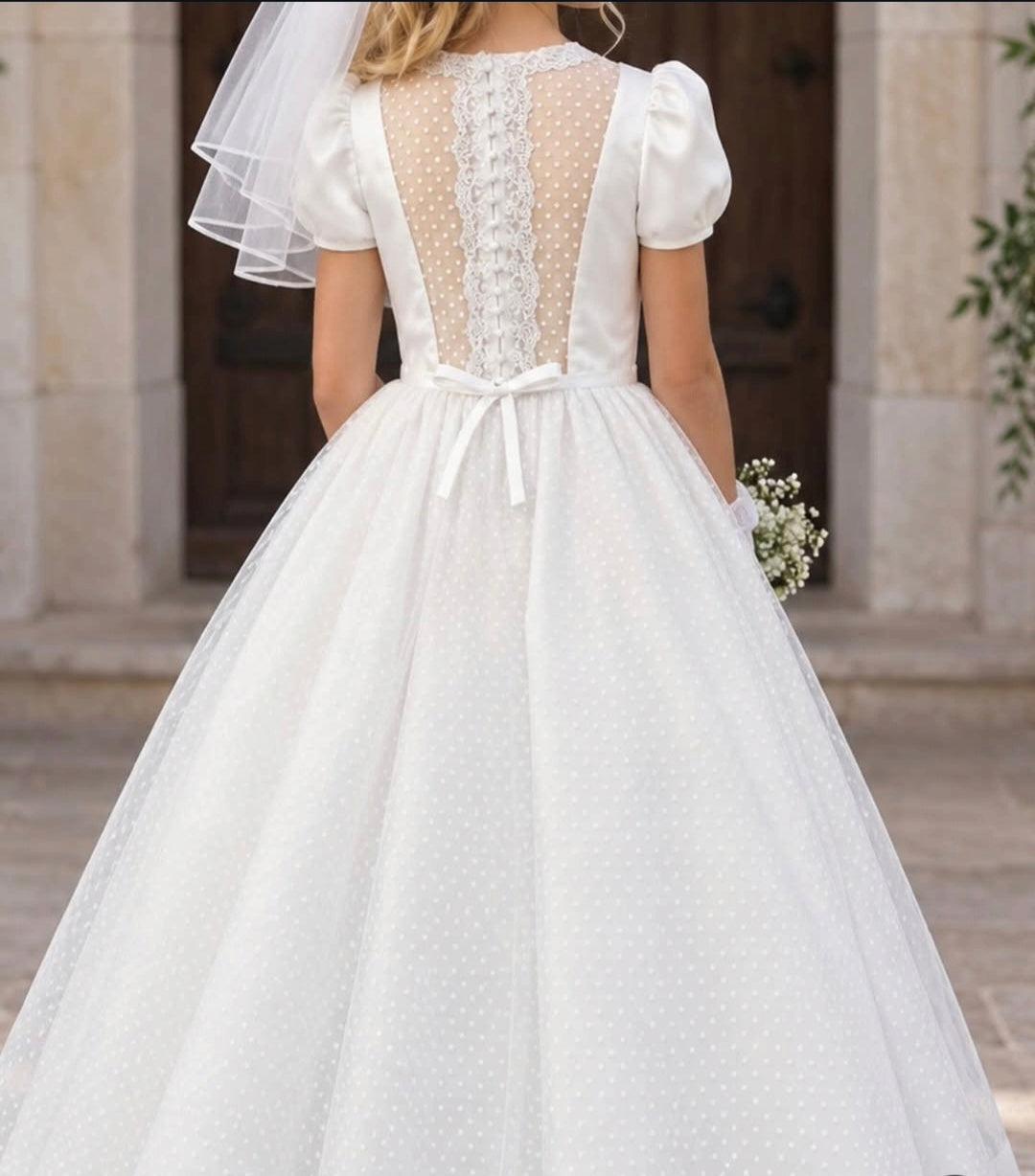 Paula's Communion Girls White Communion Dress:- PJ113