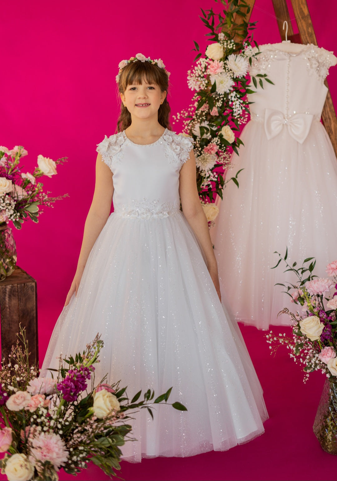 Emmerling Girls White Communion Dress:- Lorraine