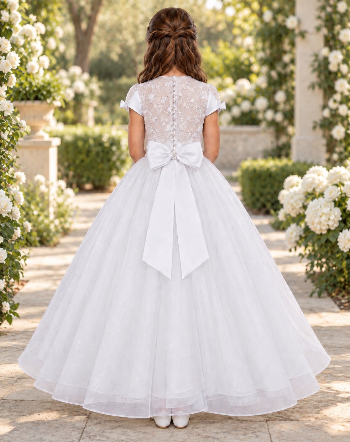 Paula's Communion Girls White Communion Dress:- PJ117