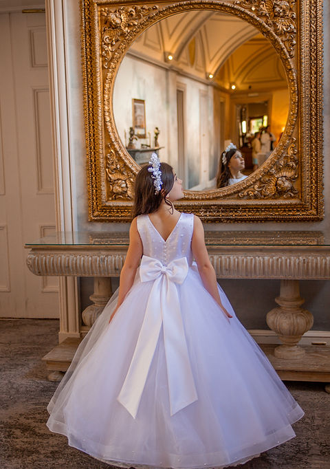 Crystal & Pearl Ocean White Communion Dress (Tulle Skirt)