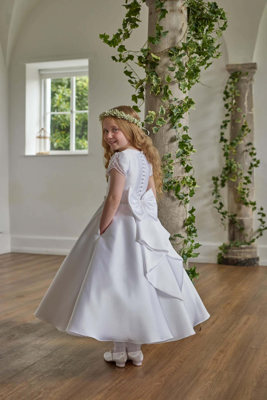Isabella Girls White Communion Dress:- KO27760