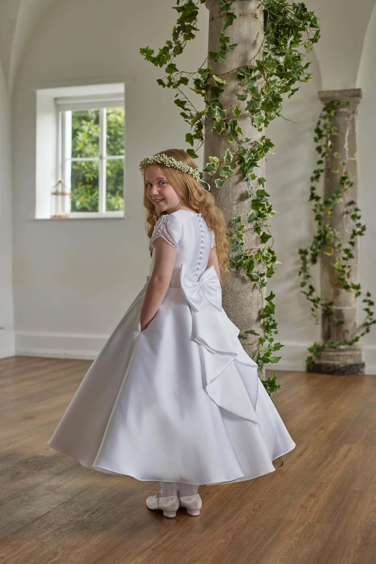 Isabella Girls White Communion Dress:- KO27760