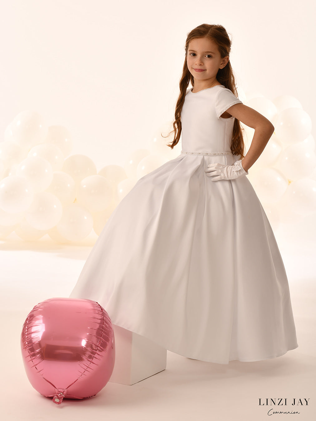 Linzi Jay Girls White Communion Dress:- Ruby
