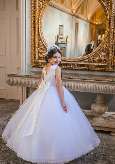 Crystal & Pearl Ocean White Communion Dress (Tulle Skirt)