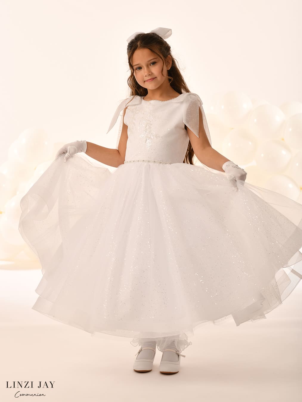 Linzi Jay Girls White Communion Dress:- Khalilah
