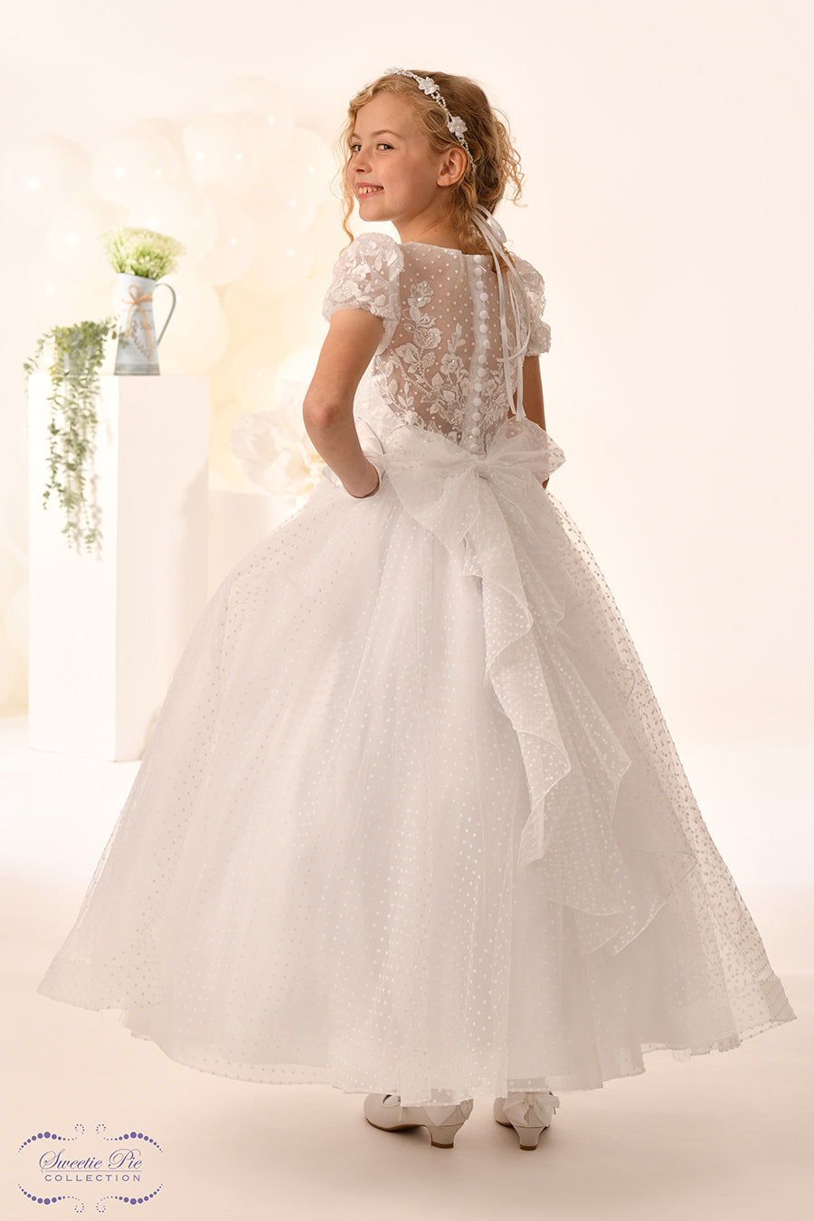 Sweetie Pie Girls White Communion Dress:- 5052