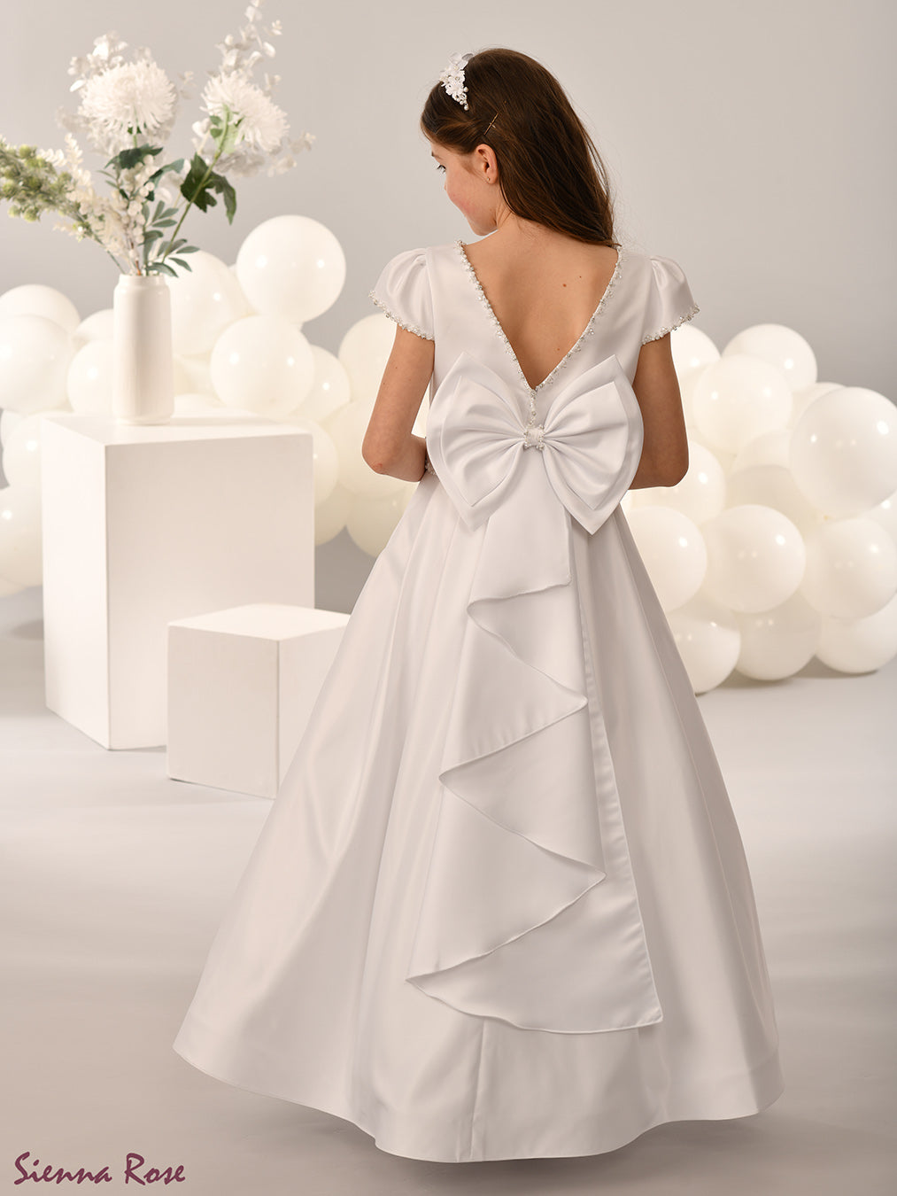 Sienna Rose By Sweetie Pie Girls White Communion Dress:- SR743