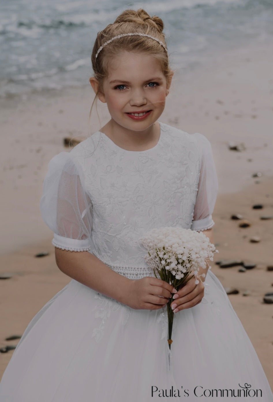 Paula's Communion Girls White Communion Dress:- PJ101